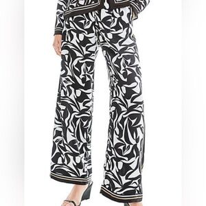 LOFT Pleated Pull-On Abstract Print Wide-Leg Pants